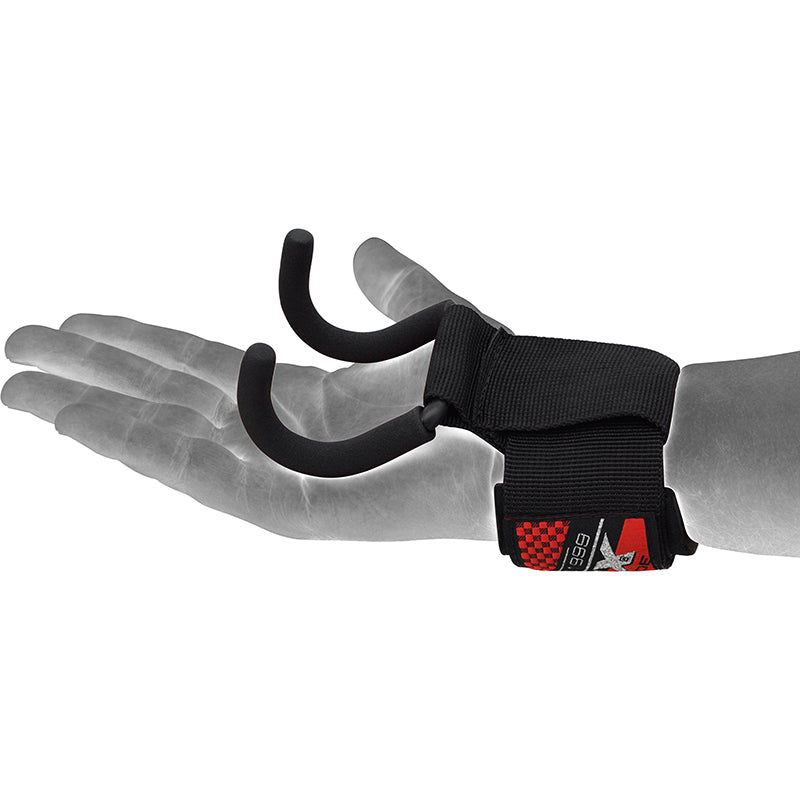 RDX W8 Solid Grip Powerlifting Hook Straps for Heavy Gym Workouts Black