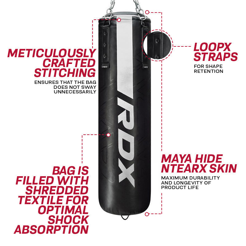 RDX F6 4ft / 5ft 2-in-1 KARA Training Punching Bag Set#color_white