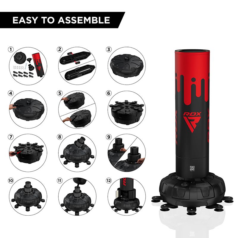 RDX F9 6FT ADULTS FREE STANDING PUNCH BAG WITH BAG MITTS FOR TRAINING & WORKOUT SET#color_red