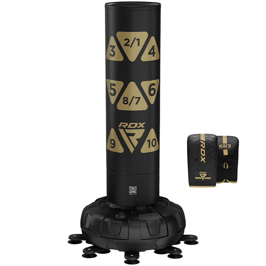 RDX KT Ronin 6ft 2-in-1 Blue Free Standing Target Punch Bags With Mitts Set#color_golden