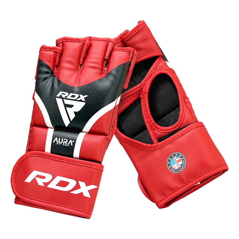 RDX T17 AURA MMA Grappling Training Gloves Gel Padded#color_red