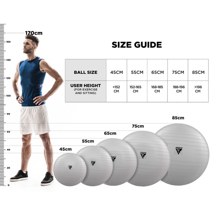 RDX B1 Inflatable Anti-Slip Yoga Ball with Portable Foot Air Pump#color_silver