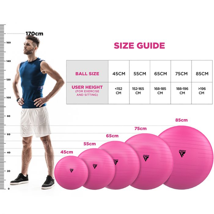 RDX B1 Inflatable Anti-Slip Yoga Ball with Portable Foot Air Pump#color_pink