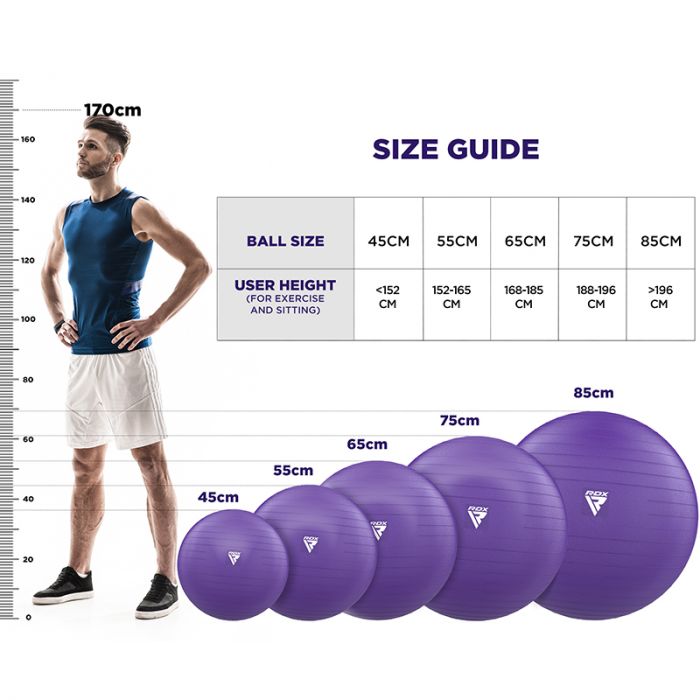 RDX B1 Inflatable Anti-Slip Yoga Ball with Portable Foot Air Pump#color_purple
