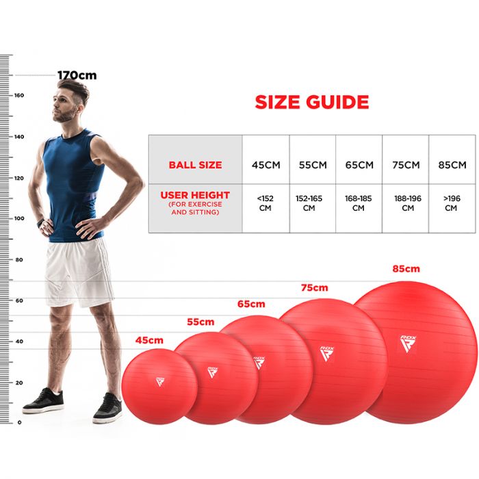 RDX B1 Inflatable Anti-Slip Yoga Ball with Portable Foot Air Pump#color_red