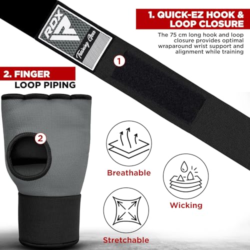 RDX IS Gel Padded Inner Gloves Hook & Loop Wrist Strap for Knuckle Protection OEKO-TEX® Standard 100 certified#color_grey