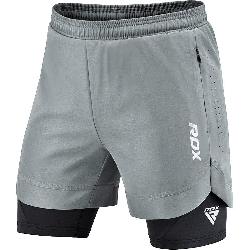 T16 2-in-1 Compression MMA Shorts #color_grey