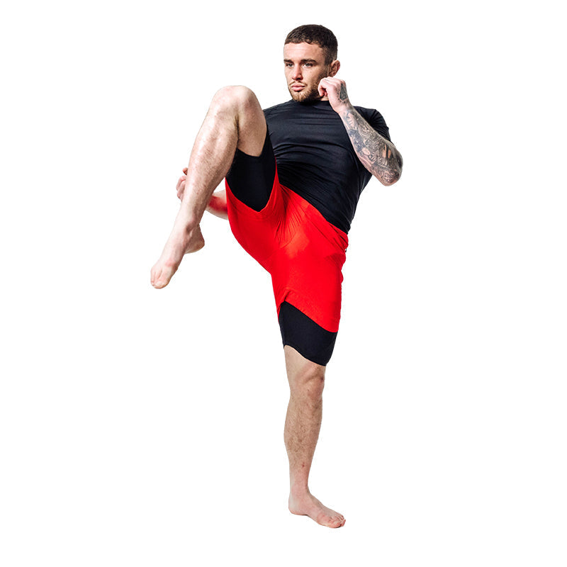 T16 2-in-1 Compression MMA Shorts #color_red