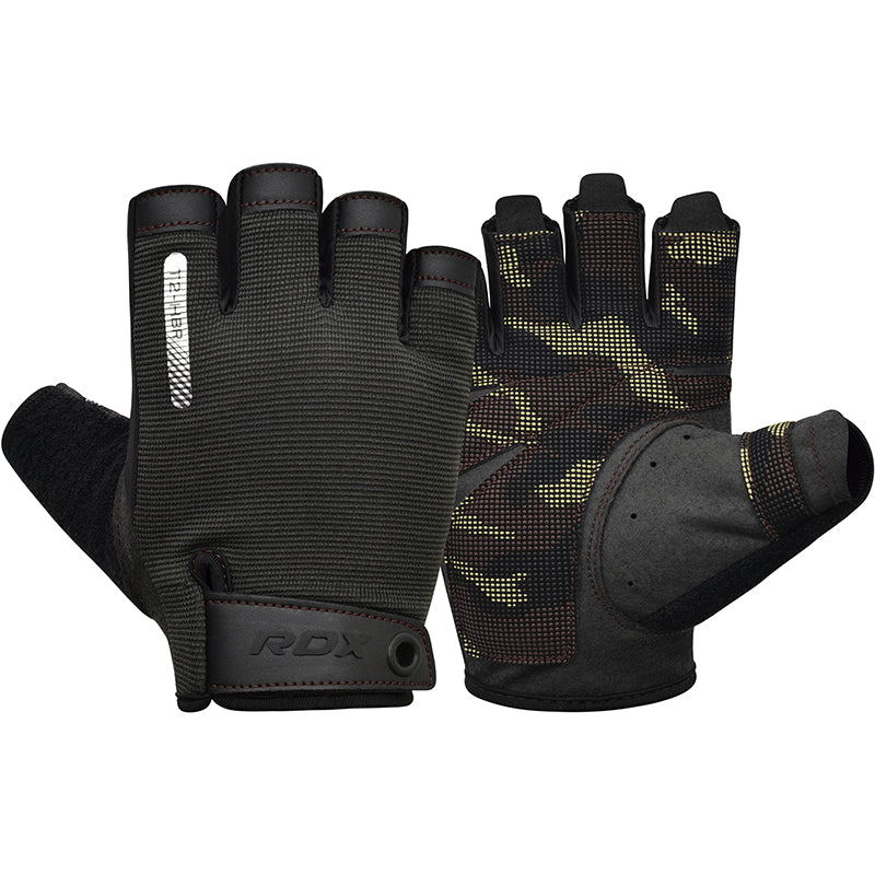 RDX T2 Weightlifting Gloves#color_brown