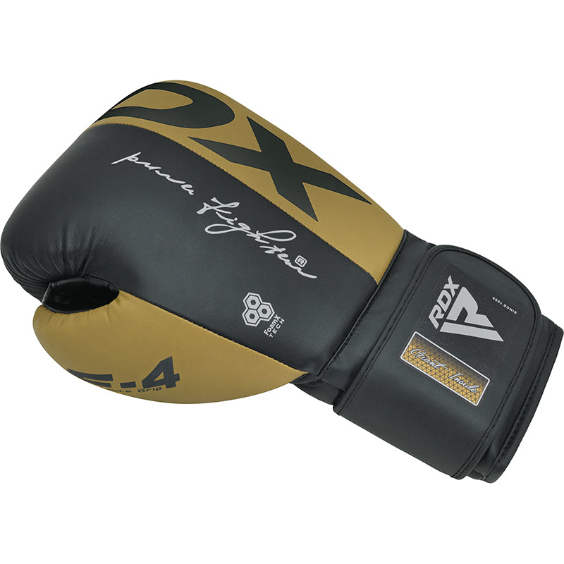 RDX F4 Boxing Sparring Gloves Hook & Loop#color_golden