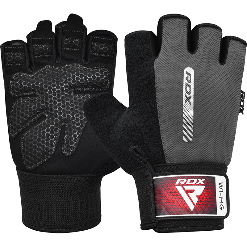 RDX W1 Gym Workout Gloves#color_grey