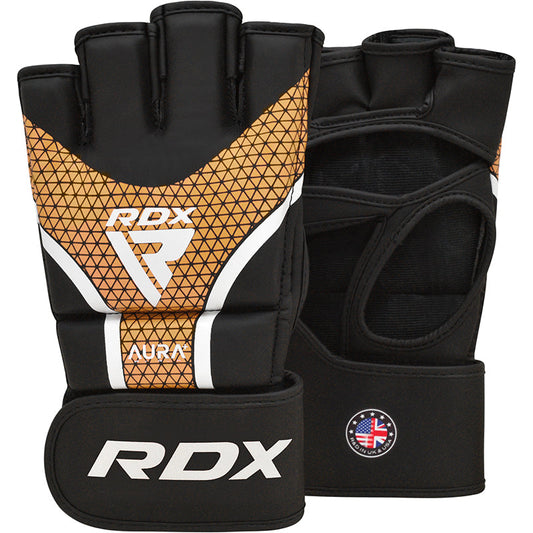 RDX T17 AURA MMA Grappling Training Gloves Gel Padded#color_golden