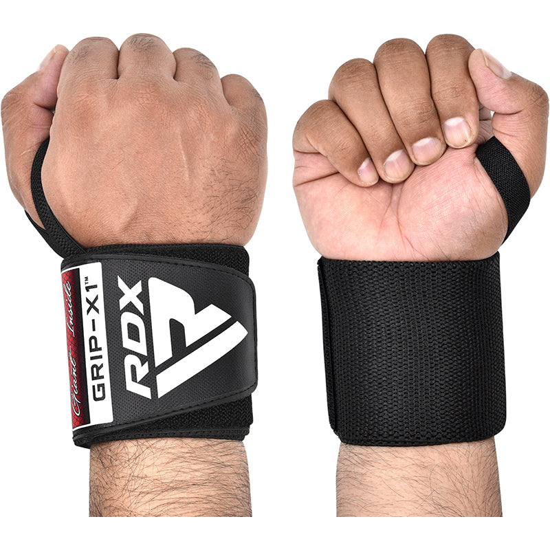 RDX W3 IPL USPA Approved Powerlifting Wrist Support Wraps with Thumb Loops OEKO-TEXÂ®Â Standard 100 certified#color_black