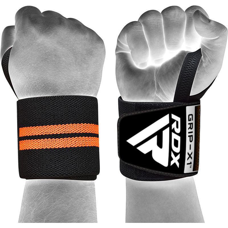 RDX W3 IPL USPA Approved Powerlifting Wrist Support Wraps with Thumb Loops OEKO-TEXÂ®Â Standard 100 certified#color_blackorange