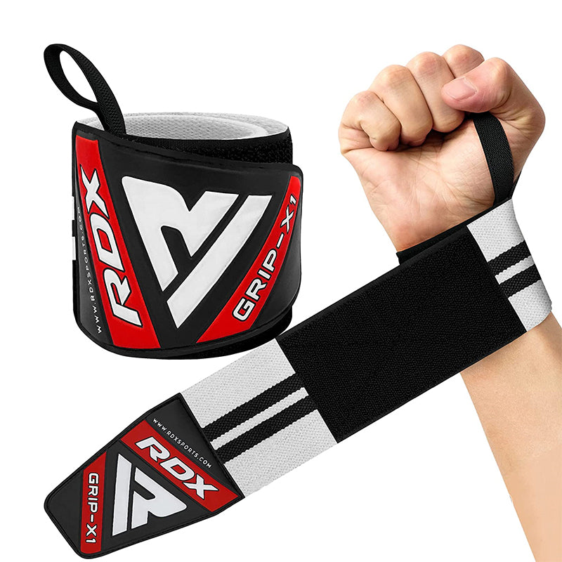RDX W3 IPL USPA Approved Powerlifting Wrist Support Wraps with Thumb Loops OEKO-TEXÂ®Â Standard 100 certified#color_whiteblack