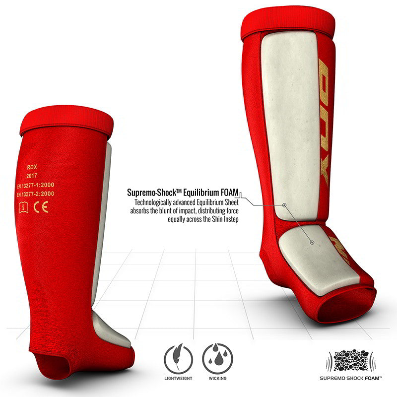 RDX SI MMA Gel Padded Lightweight Shin Instep Guard OEKO-TEXÂ®Â Standard 100 certified#color_red