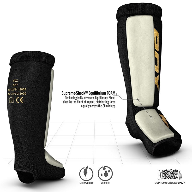 RDX SI MMA Gel Padded Lightweight Shin Instep Guard OEKO-TEXÂ®Â Standard 100 certified#color_black